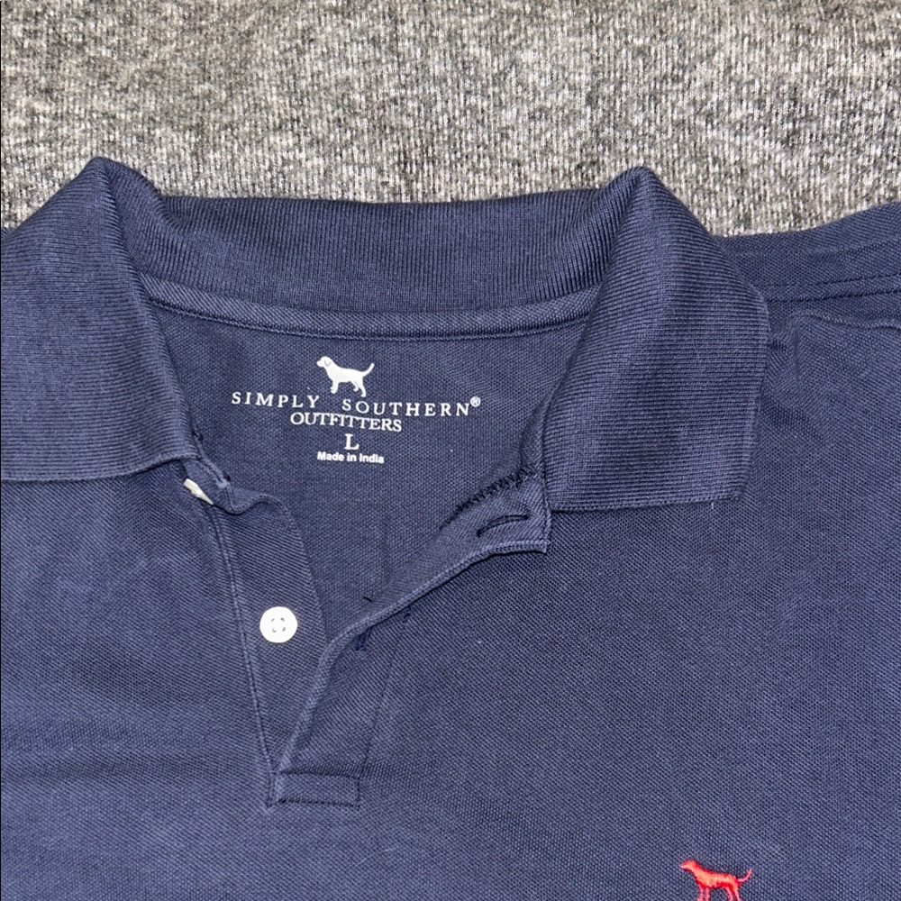 Simply Southern Navy Blue Polo with Red Dog Logo
